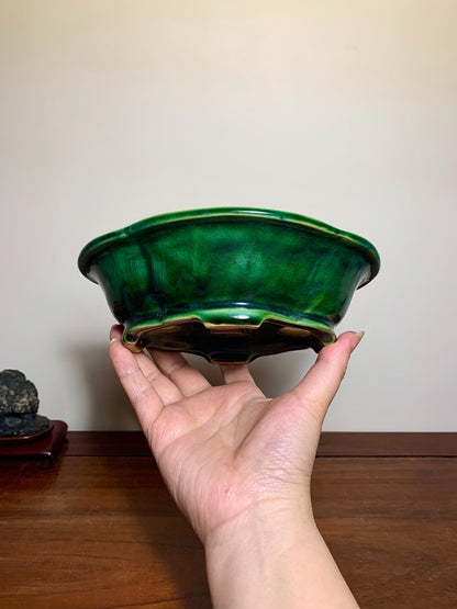 Suruwa Masayama Green Glaze Kiln-Transmuted Mokko Japanese Pot