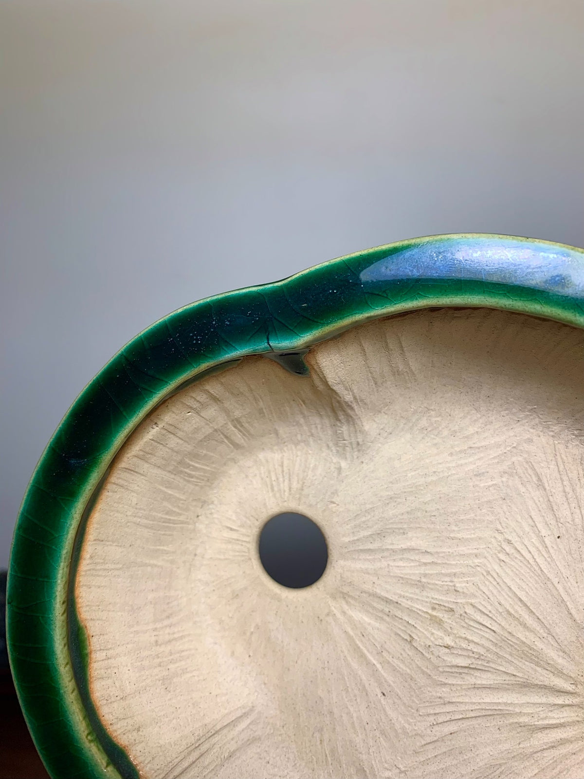 Suruwa Masayama Green Glaze Kiln-Transmuted Mokko Japanese Pot