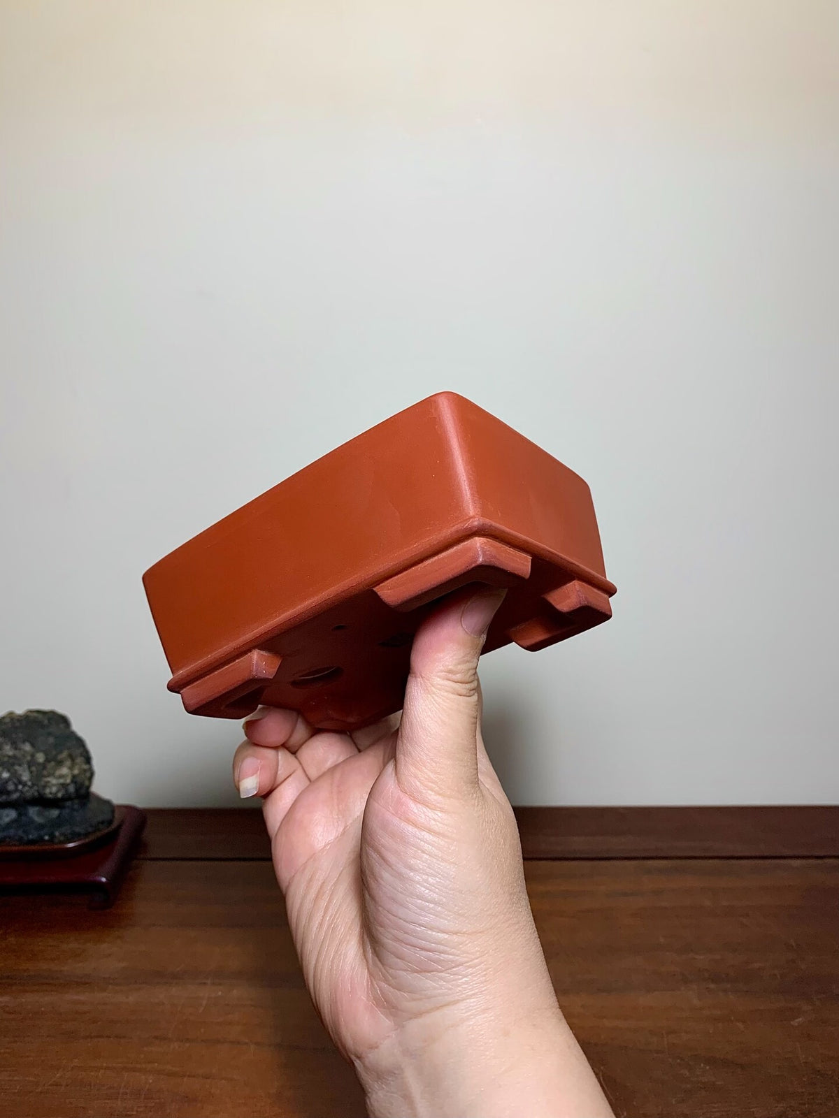 Bici Red Clay Lower Band Rectangular Japanese Flower Pot