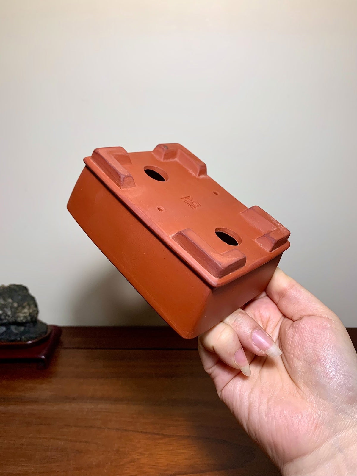 Bici Red Clay Lower Band Rectangular Japanese Flower Pot