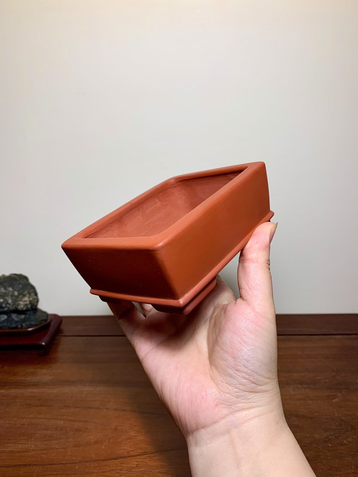Bici Red Clay Lower Band Rectangular Japanese Flower Pot