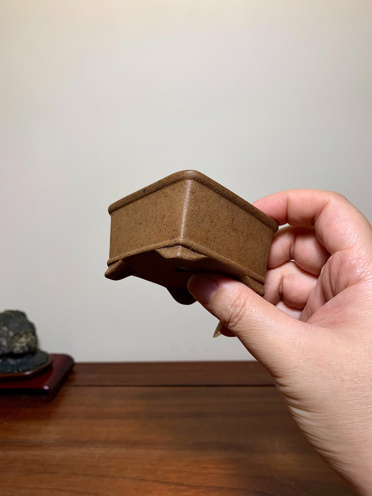 旭清 Outer Rim Lower Band Cloud Feet Square Japanese Flower Pot