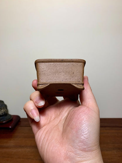 旭清 Outer Rim Lower Band Cloud Feet Square Japanese Flower Pot