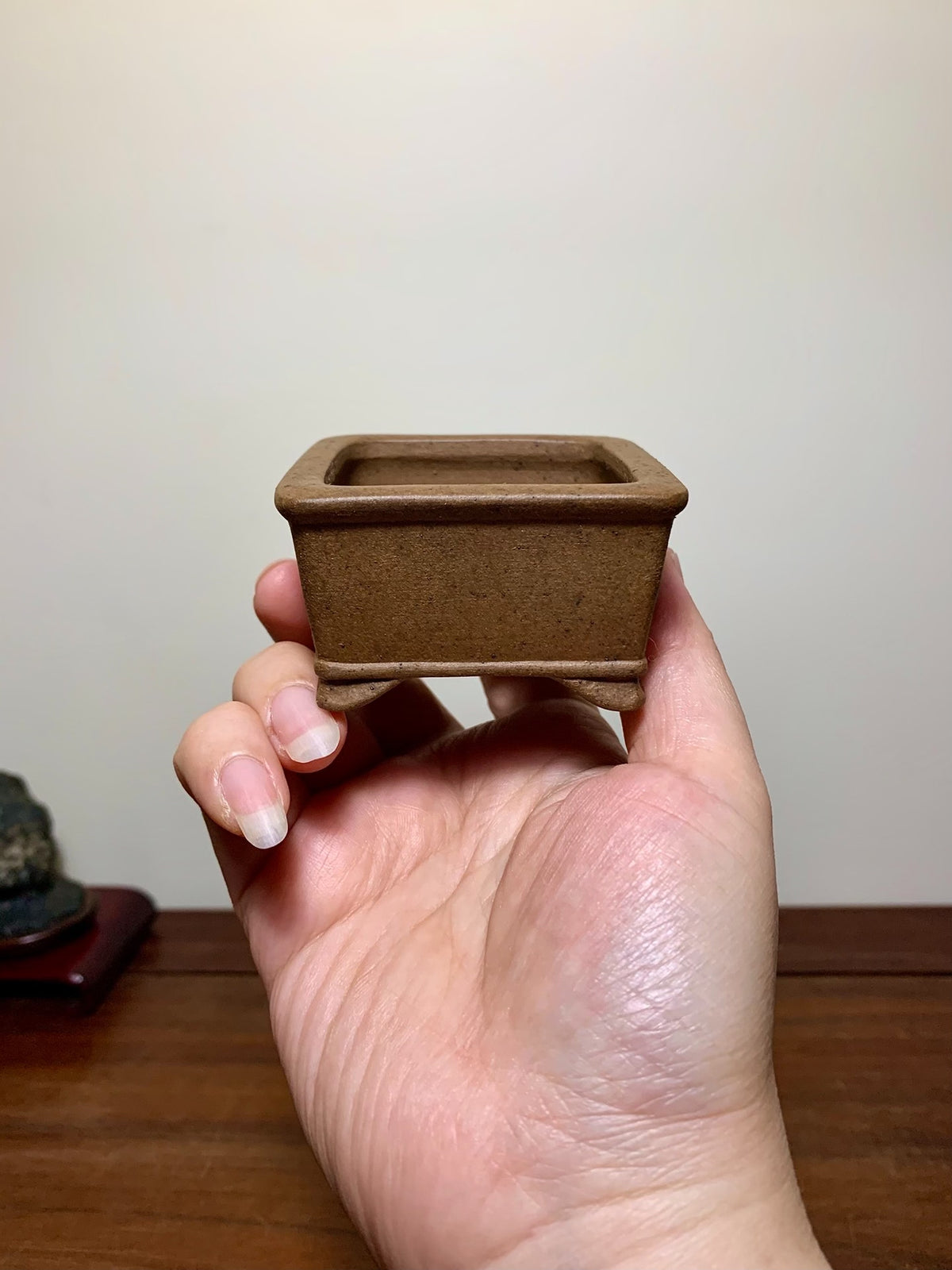 旭清 Outer Rim Lower Band Cloud Feet Square Japanese Flower Pot