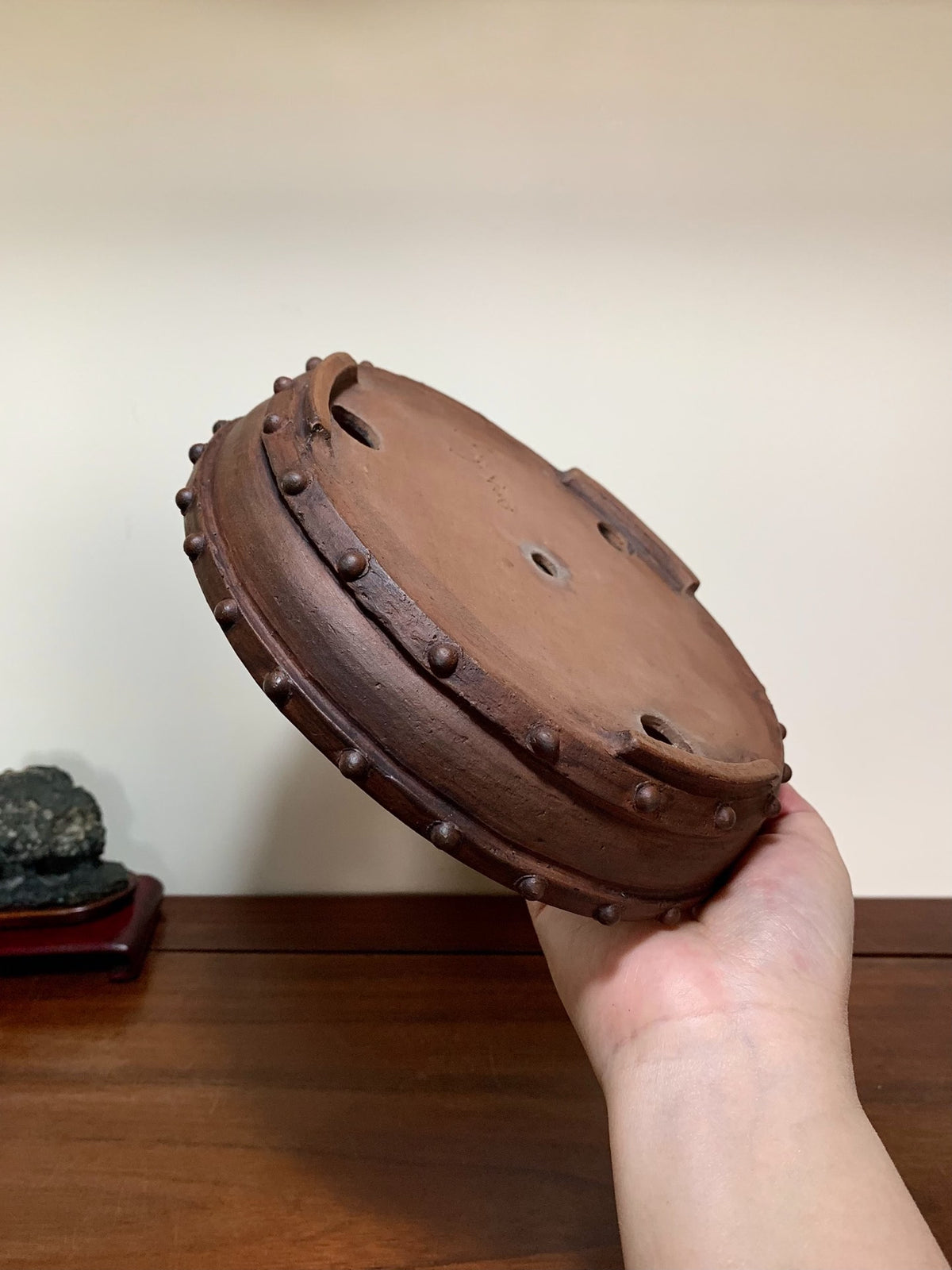 Fuzhou, Two Studded, Perfectly Round, Japanese Bonsai Pot