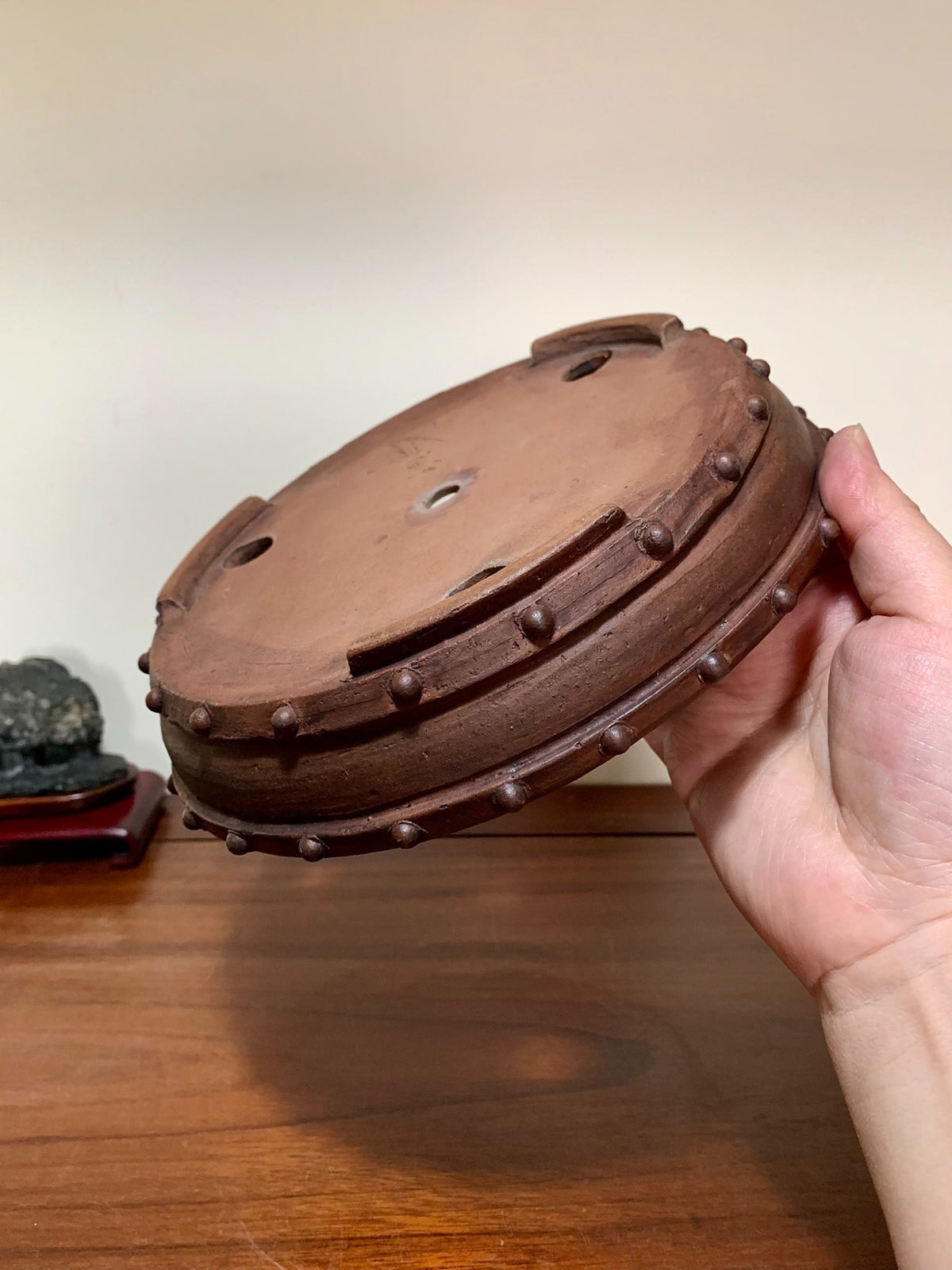 Fuzhou, Two Studded, Perfectly Round, Japanese Bonsai Pot