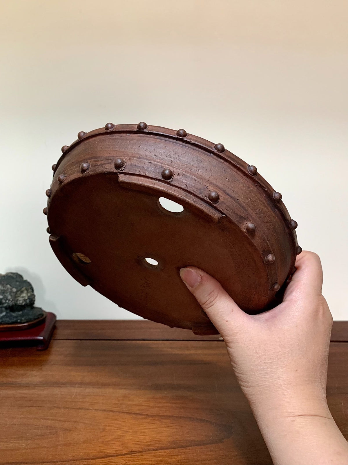 Fuzhou, Two Studded, Perfectly Round, Japanese Bonsai Pot