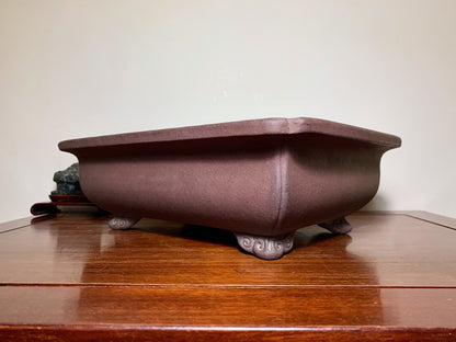 Matsu-Sen-Yaki Shidei Outer Rim Cloud Feet Rectangular Japanese Pot