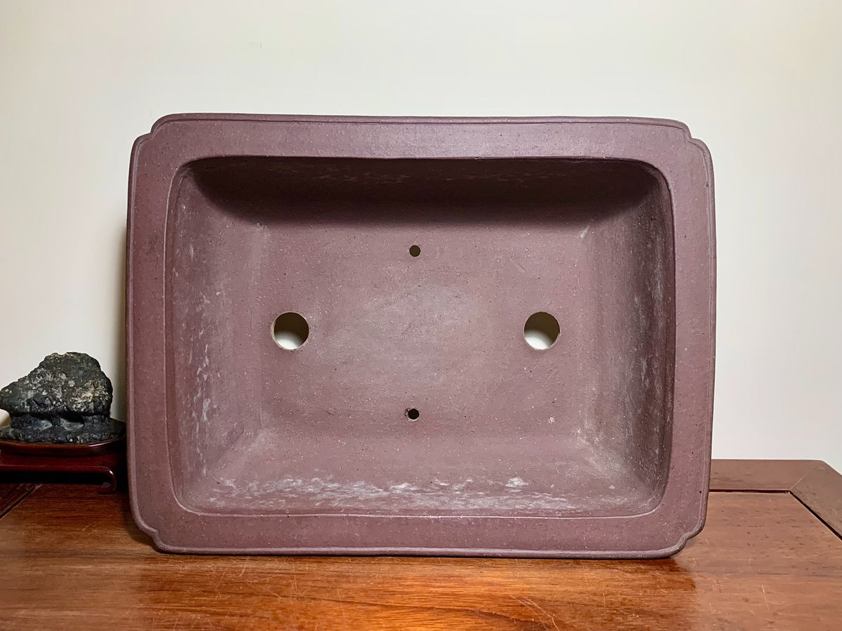 Matsu-Sen-Yaki Shidei Outer Rim Cloud Feet Rectangular Japanese Pot