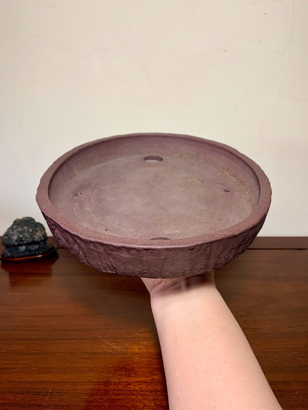 Matsu-Sen-Yaki, Tree-Grain Patterned in Nanban Style, Japanese Flower Pot