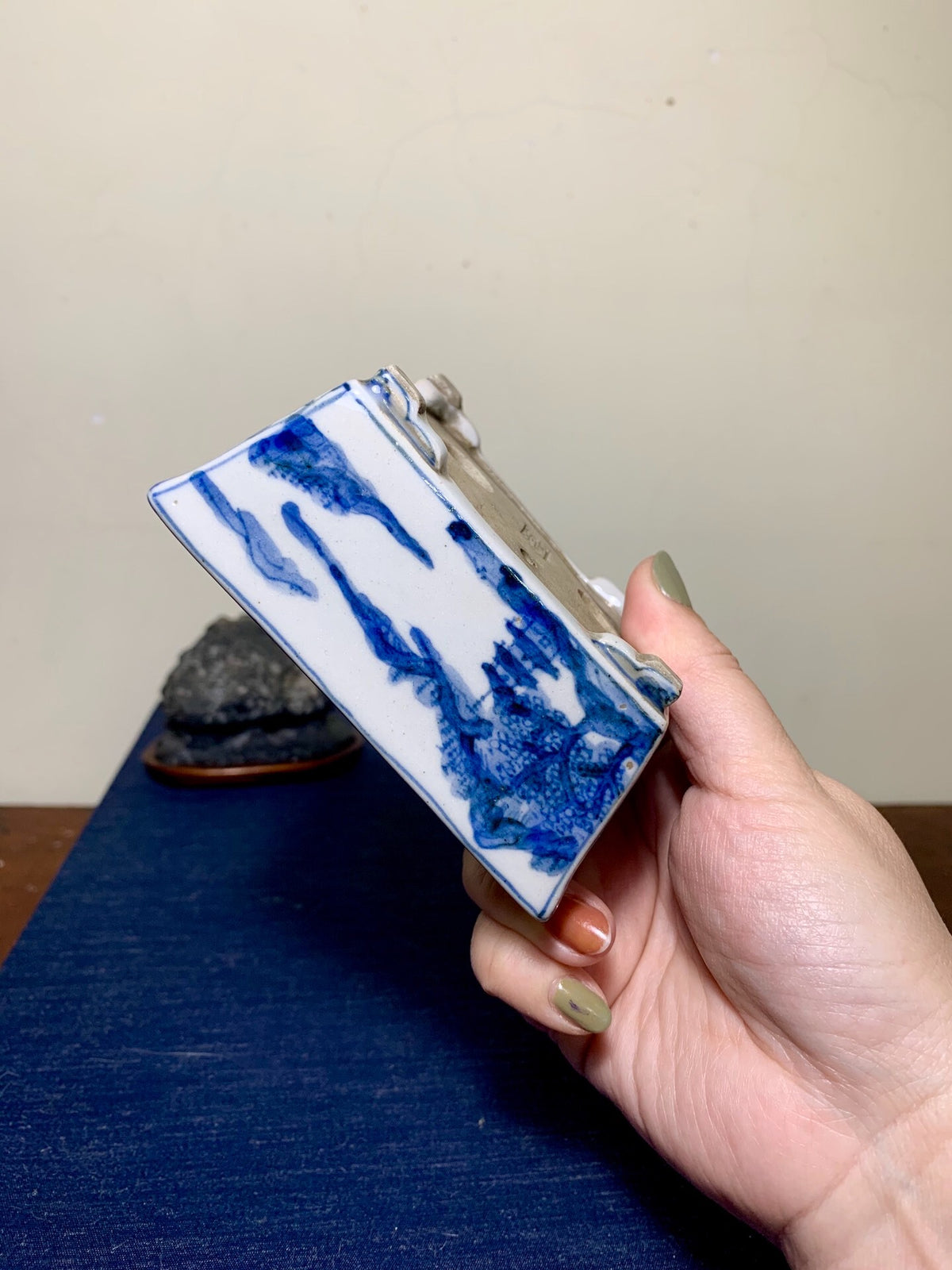 Harukaze Seisho Enameled Landscape Rectangular Pot