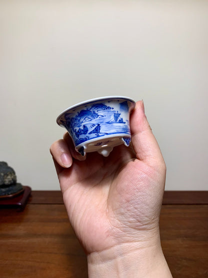 Heian Kōsō Enamelled Landscape with Friends Visiting Scene Japanese Flower Pot