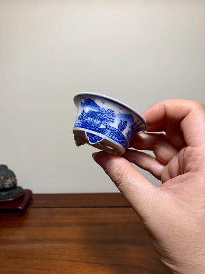 Heian Kōsō Enamelled Landscape with Friends Visiting Scene Japanese Flower Pot