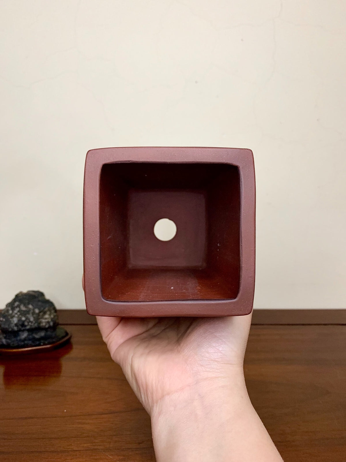 Incised Large Square Cylindrical Pot Japanese Bonsai Pot by Hirata Migen