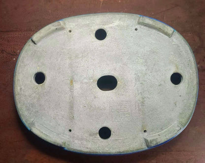 Shinshu Ruri Glaze Oval Pot with Bag-Shaped Body