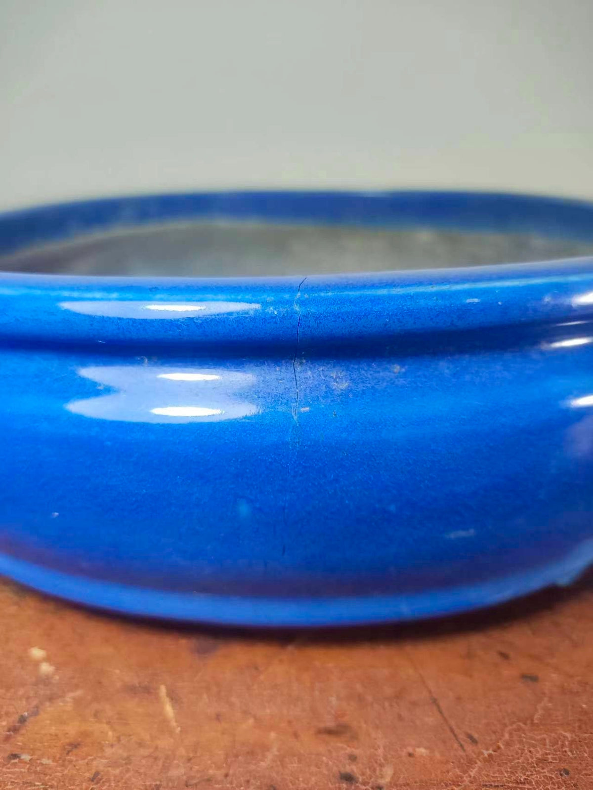 Shinshu Ruri Glaze Oval Pot with Bag-Shaped Body