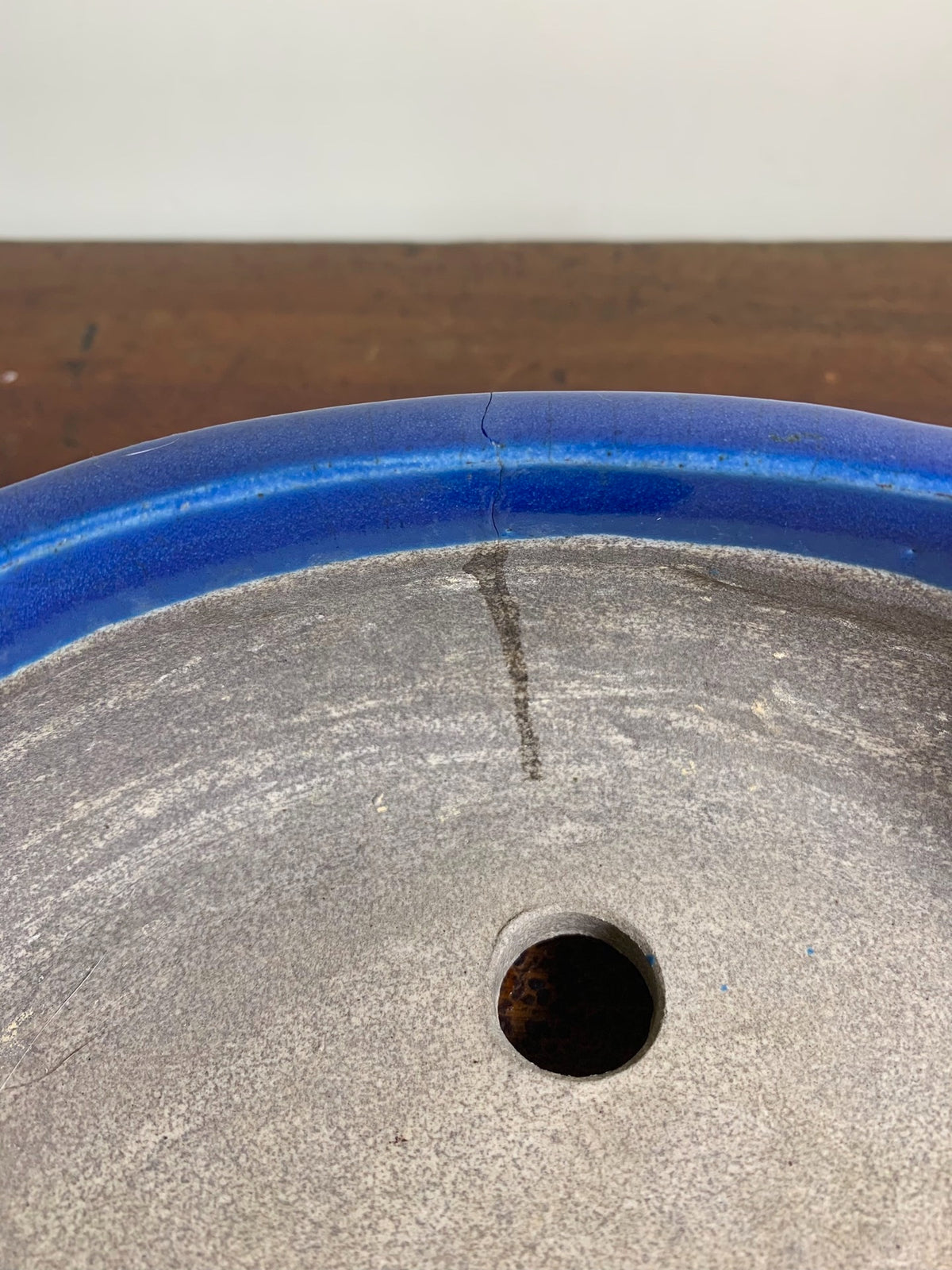 Shinshu Ruri Glaze Oval Pot with Bag-Shaped Body