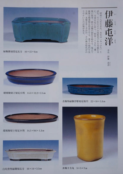 Ito Tuniyo Blue-Green Glazed Relief-Carved Fish-Playing Pot