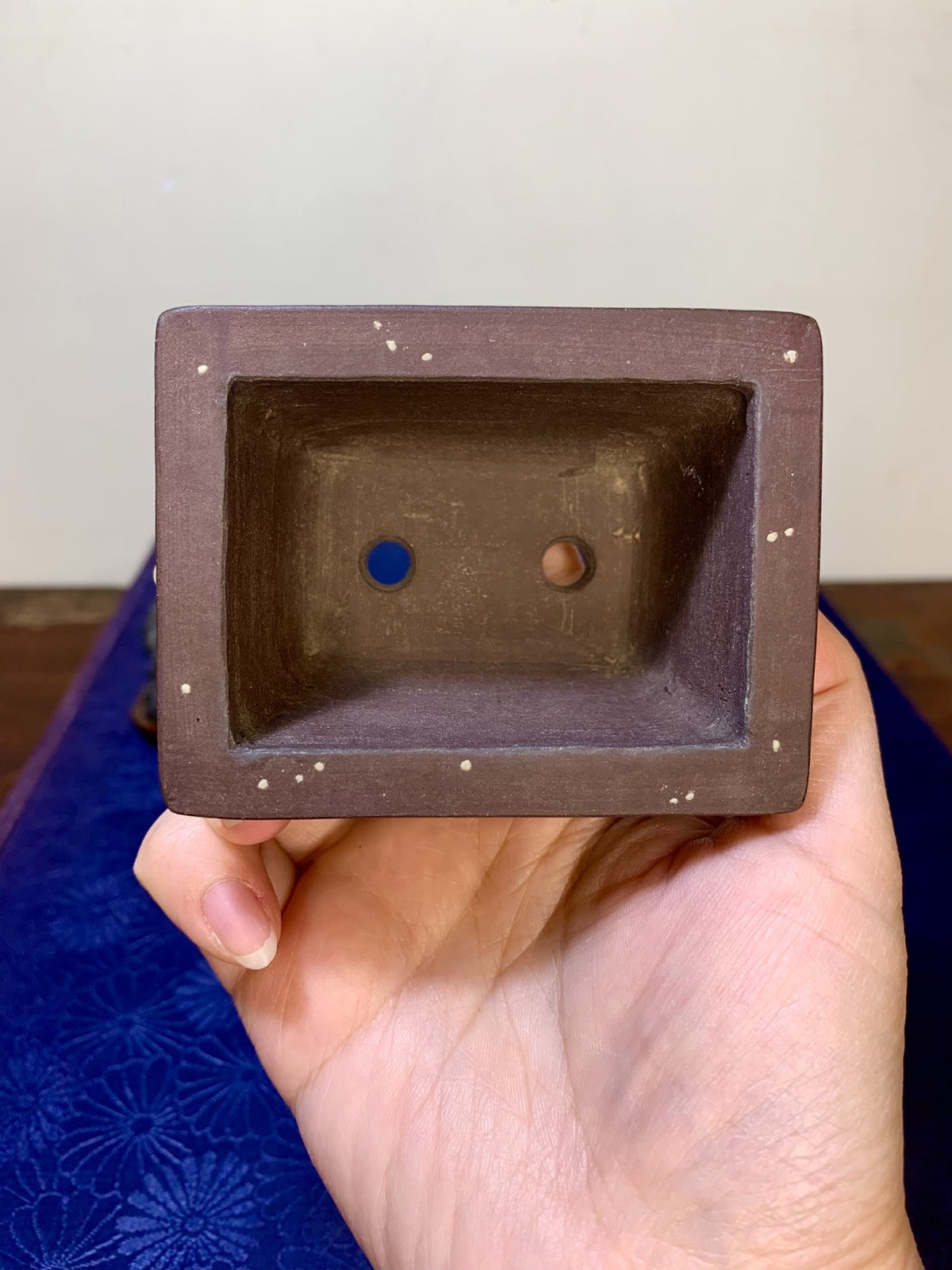 Purple Clay, Outer Rim, Cloud Feet, Small Rectangular Flower Pot by Rin Tōsaku