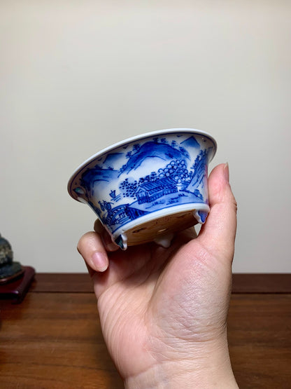 Heian Kōsō Enamelled Landscape with Friends Visiting Scene Japanese Flower Pot