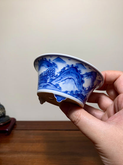 Heian Kōsō Enamelled Landscape with Friends Visiting Scene Japanese Flower Pot