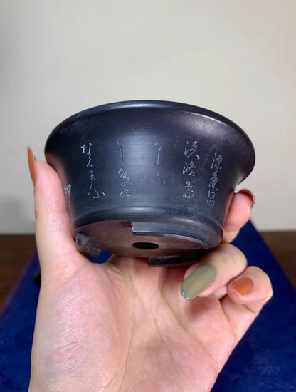 Rare Bonsai Pot Featuring the "One Hundred Poems by One Hundred Poets" Theme