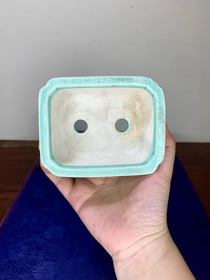 Kyōhō Goryōzan Green-Glazed Antique Crackled Japanese Pot
