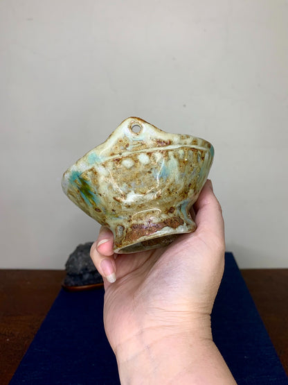 Echizen Monzan Rare Three-Eared High-Footed Basket Pot