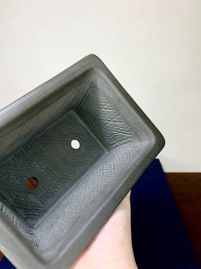 Yamano-Ki Ume-Ho Rectangular with Painted Panels, Dragon Relief-Carved Japanese Pot
