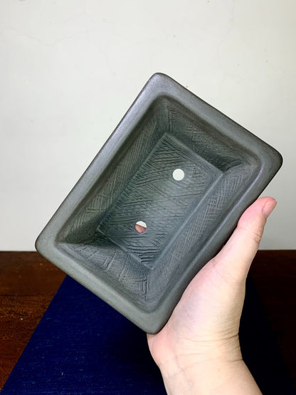 Yamano-Ki Ume-Ho Rectangular with Painted Panels, Dragon Relief-Carved Japanese Pot