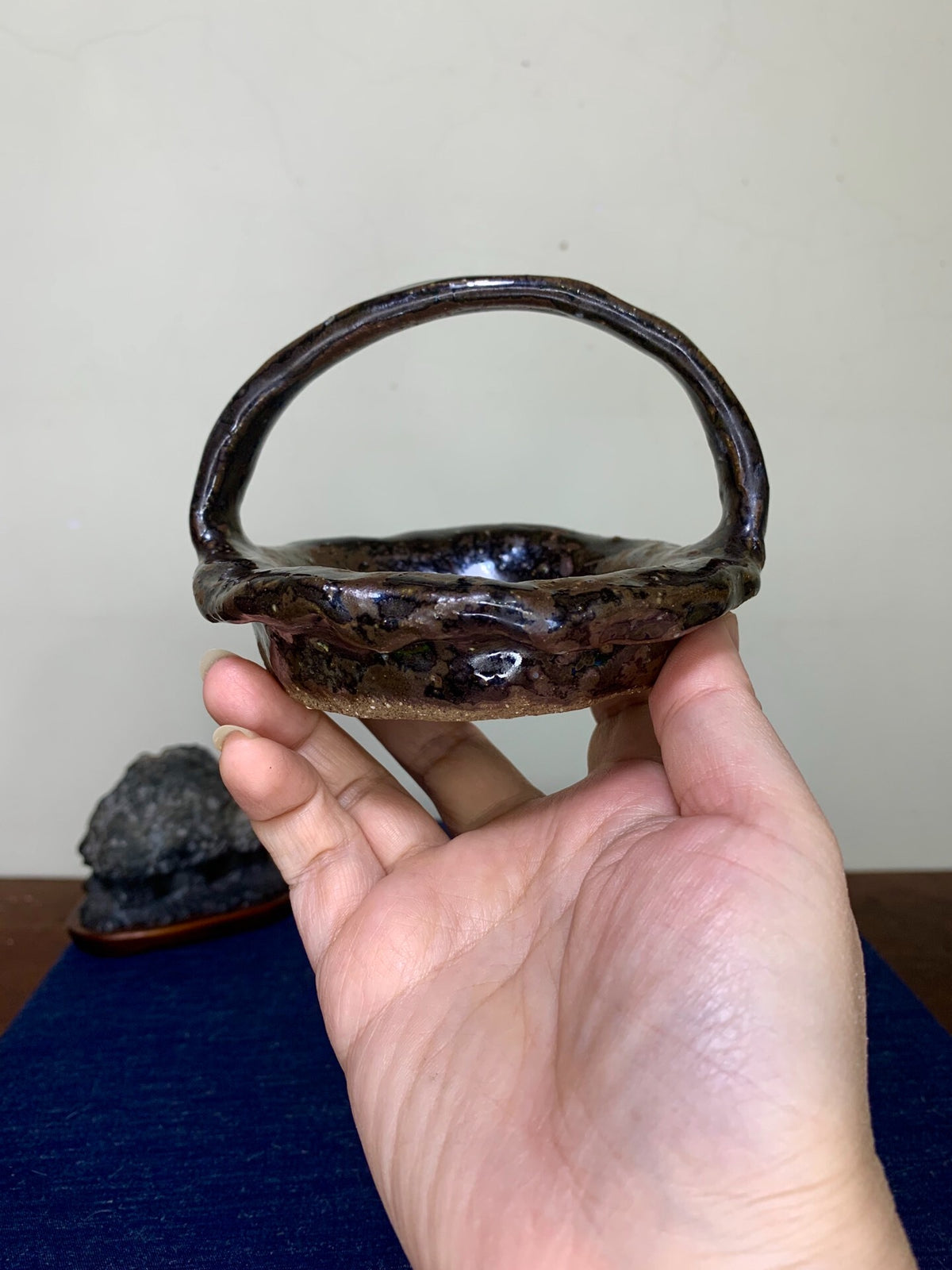 Classic Hand-Pinched Basket-Style Pot, Japanese Bonsai Pot