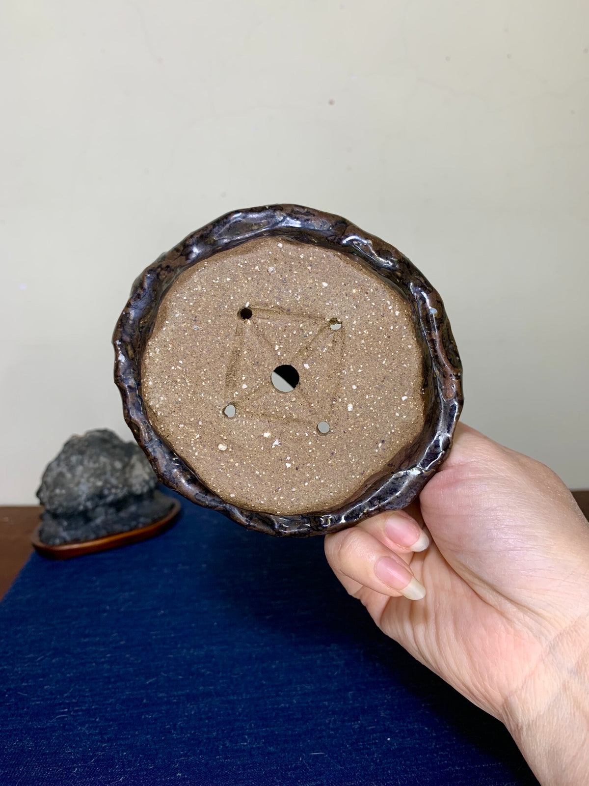 Classic Hand-Pinched Basket-Style Pot, Japanese Bonsai Pot