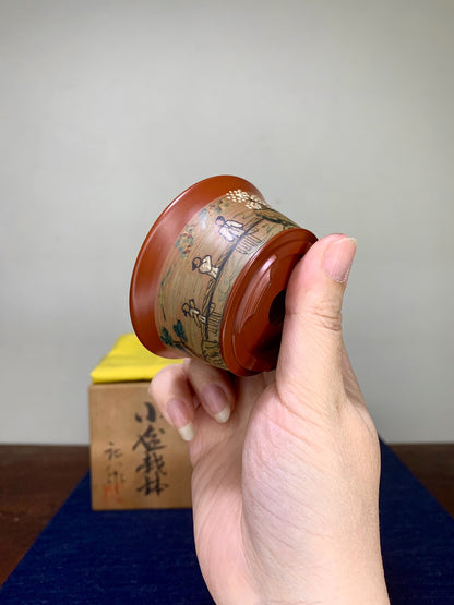 Zhuo Ba Shudei Red Clay Landscape with Visitors Japanese Pot