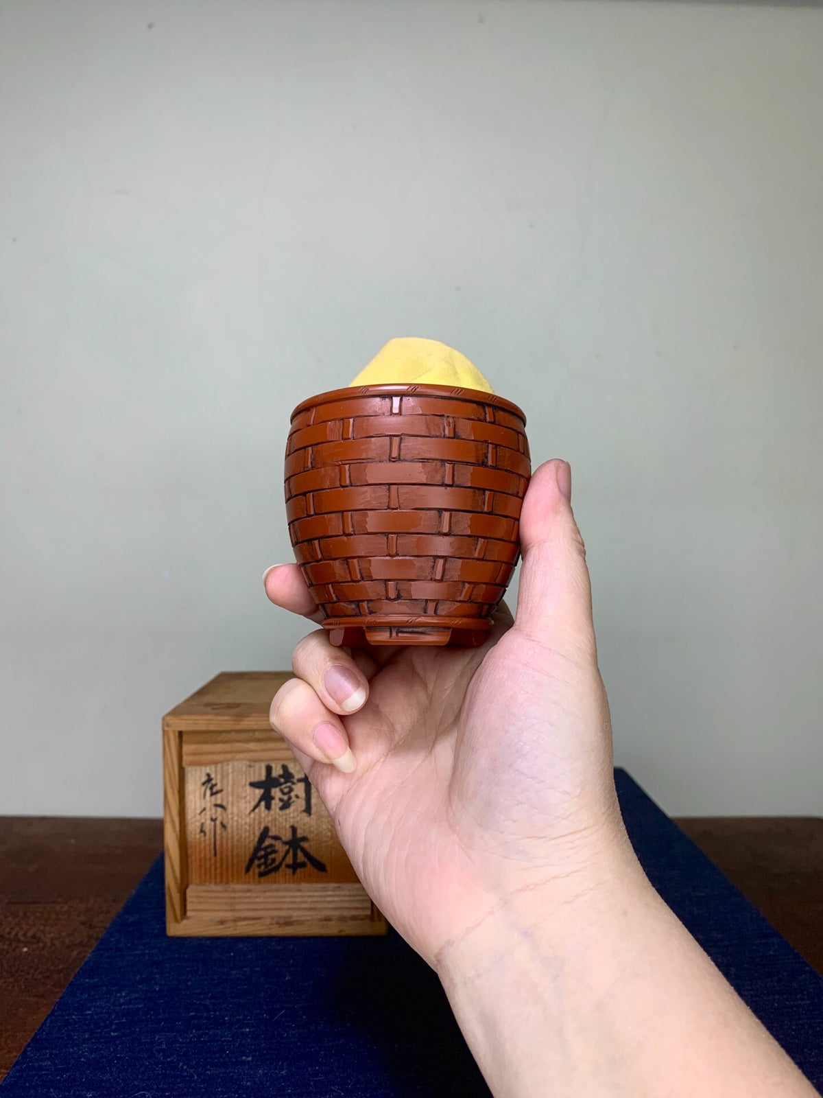 Shou Hachi Shudei Woven Small Cylindrical Pot Japanese Bonsai Pot