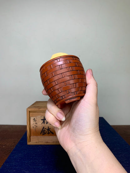 Shou Hachi Shudei Woven Small Cylindrical Pot Japanese Bonsai Pot