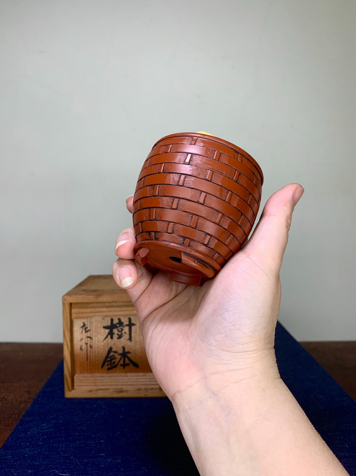 Shou Hachi Shudei Woven Small Cylindrical Pot Japanese Bonsai Pot