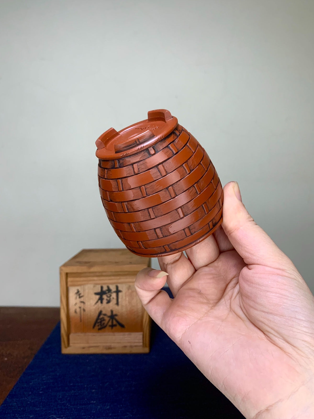 Shou Hachi Shudei Woven Small Cylindrical Pot Japanese Bonsai Pot