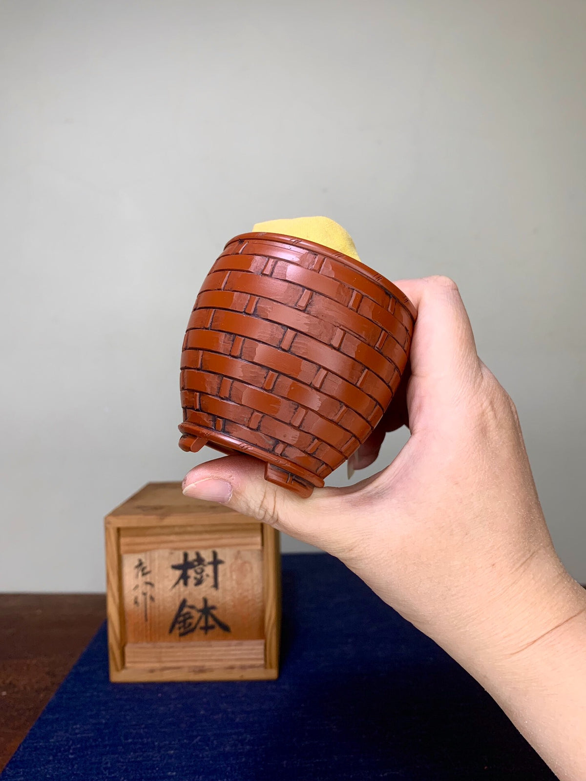 Shou Hachi Shudei Woven Small Cylindrical Pot Japanese Bonsai Pot