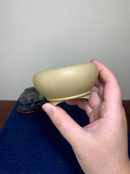 Rare White Clay Incised Landscape Japanese Pot by Sanya Shōhachi