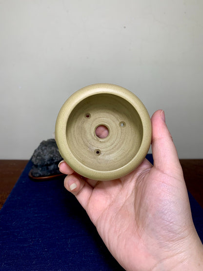 Rare White Clay Incised Landscape Japanese Pot by Sanya Shōhachi