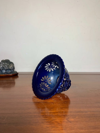 Sakai Tensan Ruri Glaze Pierced Omoto Pot