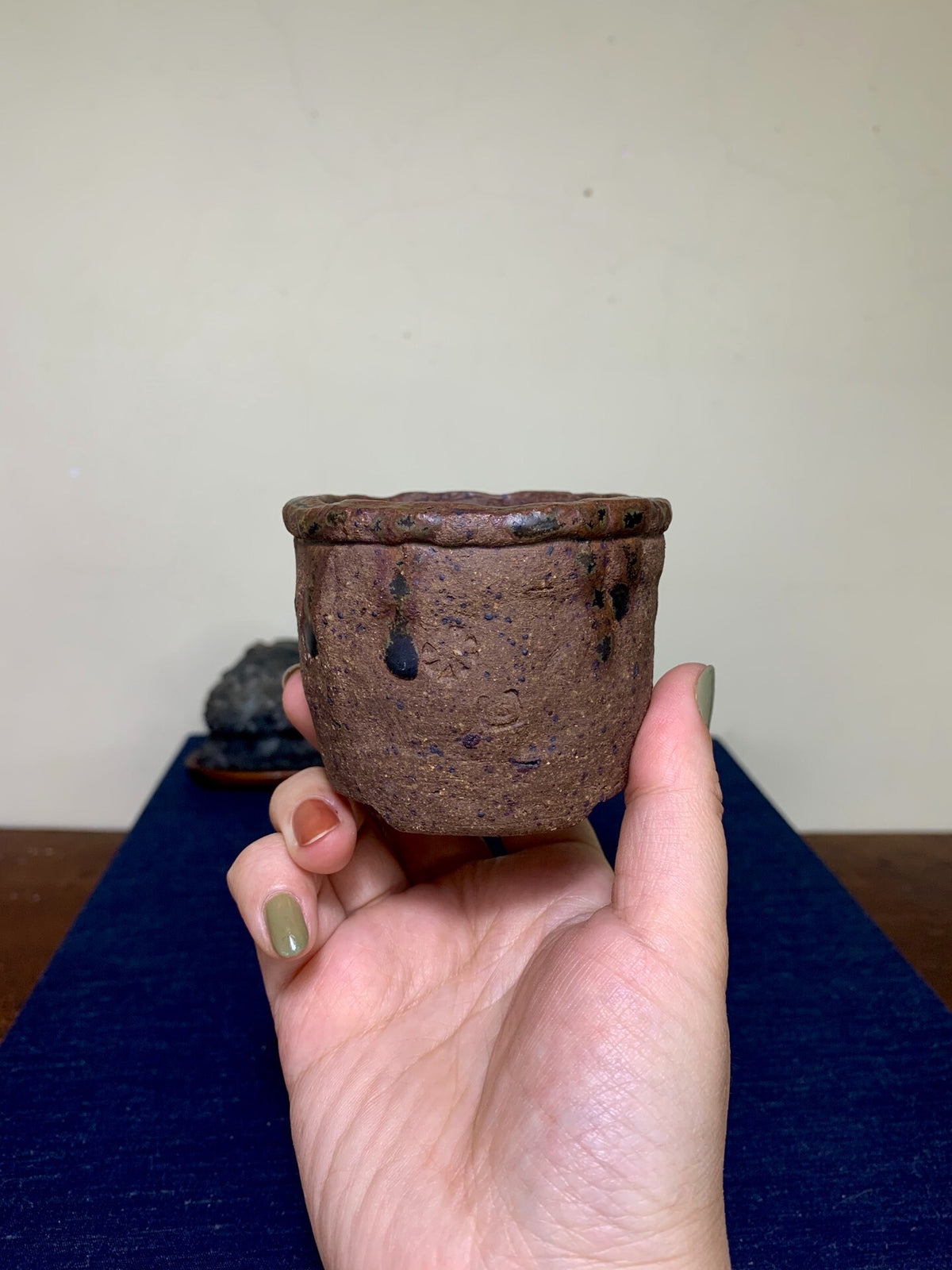 Echizen Bunsan Shidei Small Cylindrical Pot Japanese Bonsai Pot