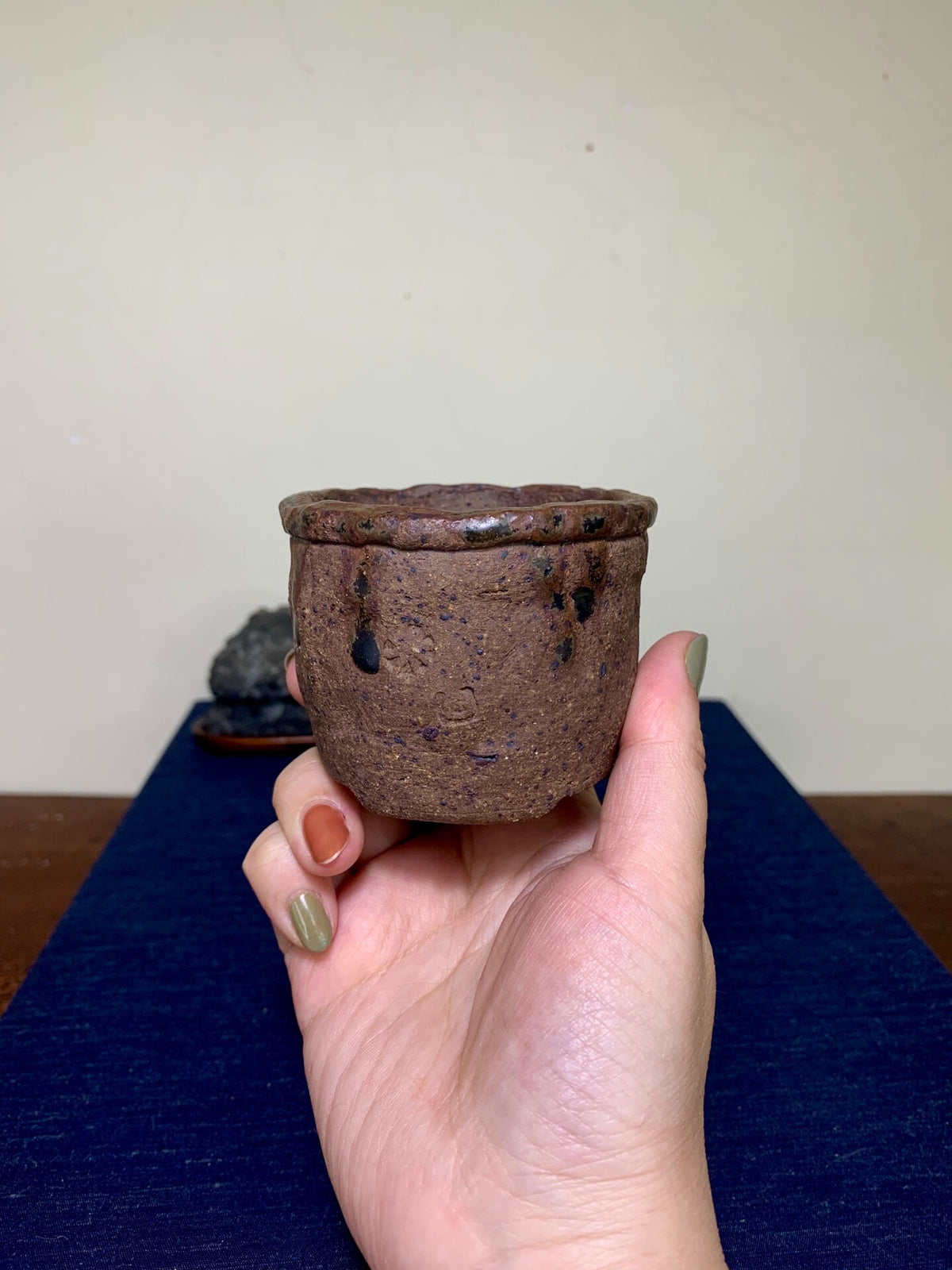 Echizen Bunsan Shidei Small Cylindrical Pot Japanese Bonsai Pot