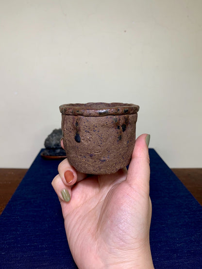 Echizen Bunsan Shidei Small Cylindrical Pot Japanese Bonsai Pot