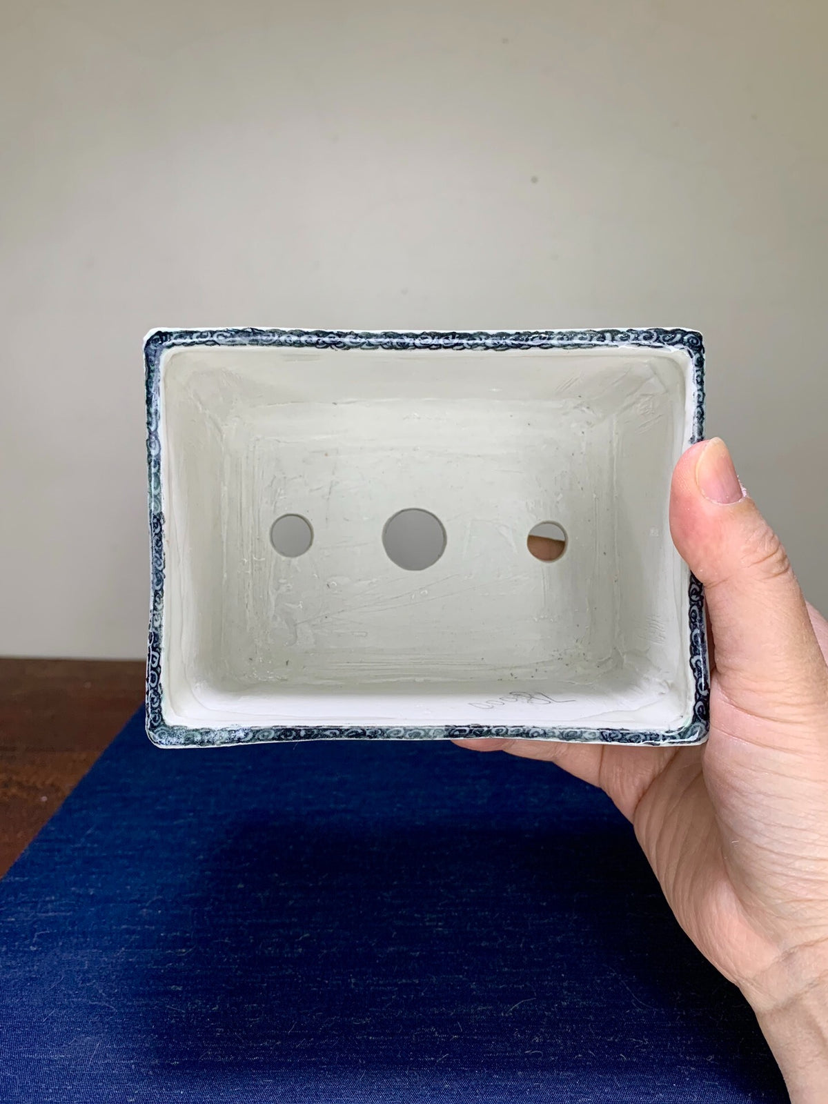 Enamelled with Child Motif Japanese Bonsai Pot by Tōhō