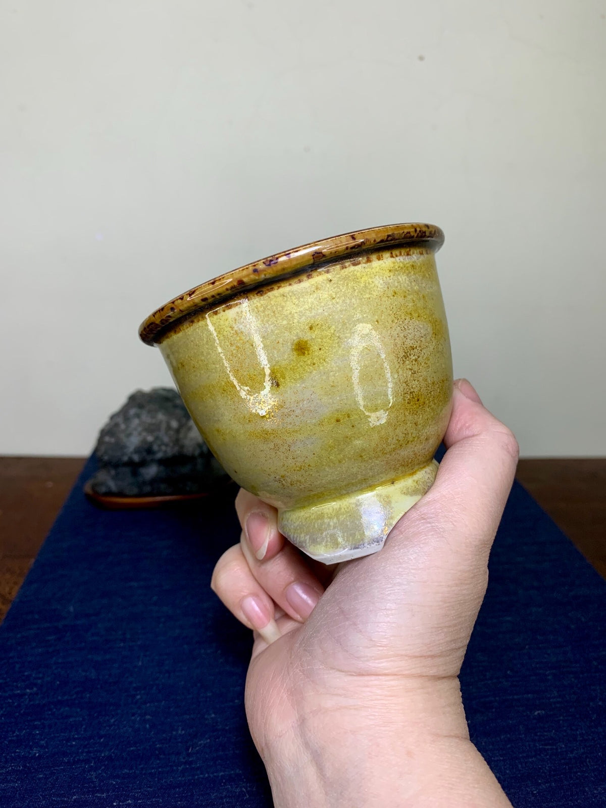 Tall-Footed Cylindrical Pot Japanese Bonsai Pot by Kutani