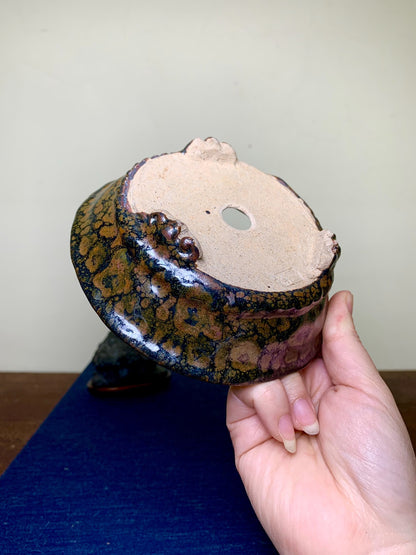 Koto Tadanobu Tenmoku Glaze, Lower Band, Cloud Feet, Japanese Pot