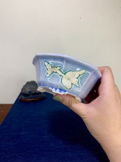 Relief-Carved Octagonal Japanese Pot by Haraguchi Yumeiko