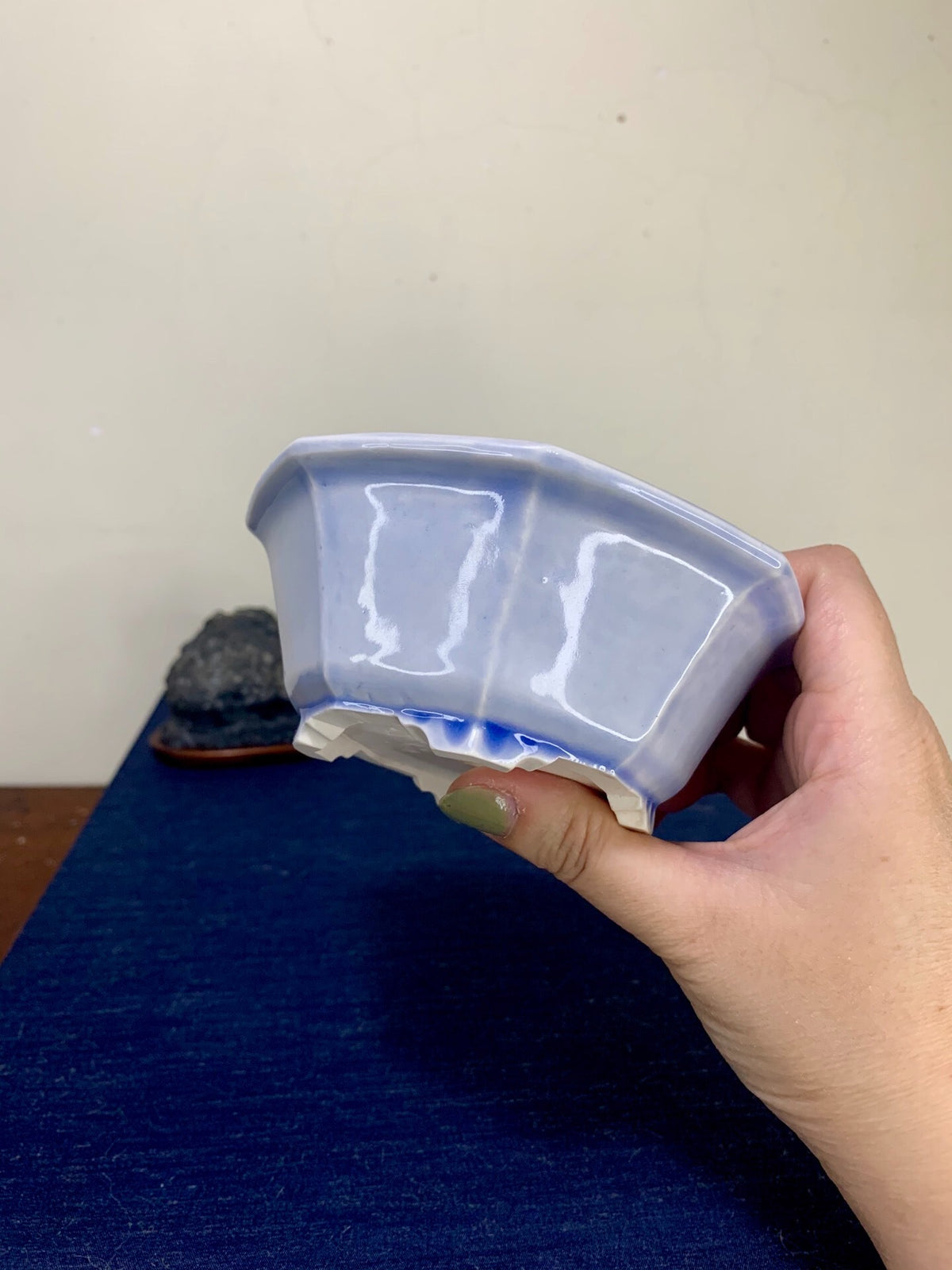 Relief-Carved Octagonal Japanese Pot by Haraguchi Yumeiko