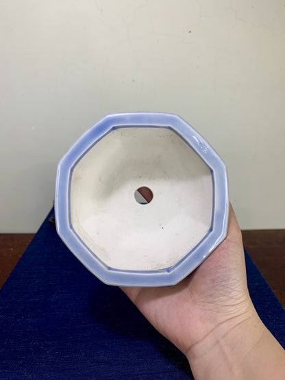 Relief-Carved Octagonal Japanese Pot by Haraguchi Yumeiko